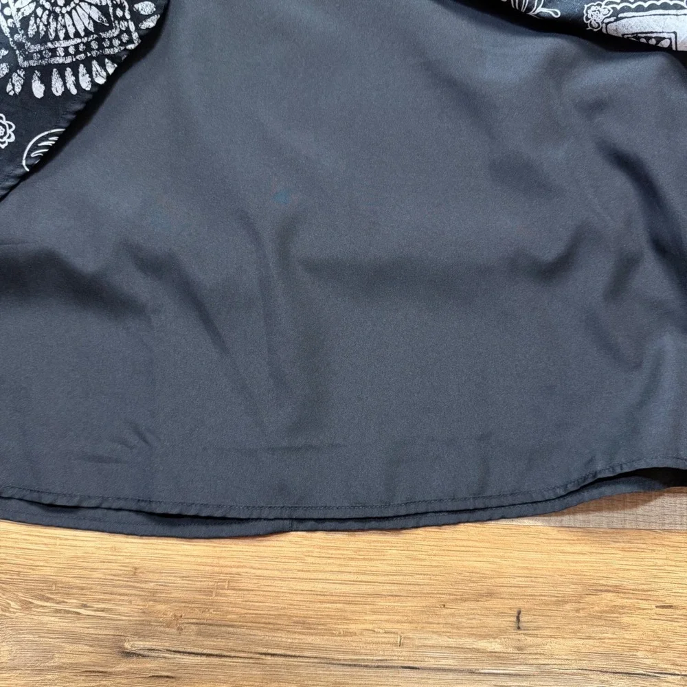 Coldwater‎ Creek Black White Geometric Floral Paisley Midi Skirt Large